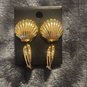 Gold Shell Drop Earrings - Women Jewelry